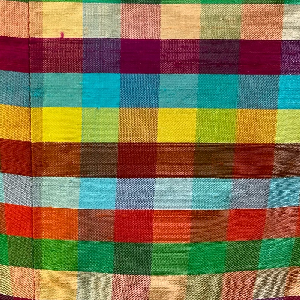 Vintage Limited America Check Plaid Silk Sleeveless Shirt Rainbow Color L - Picture 2 of 15